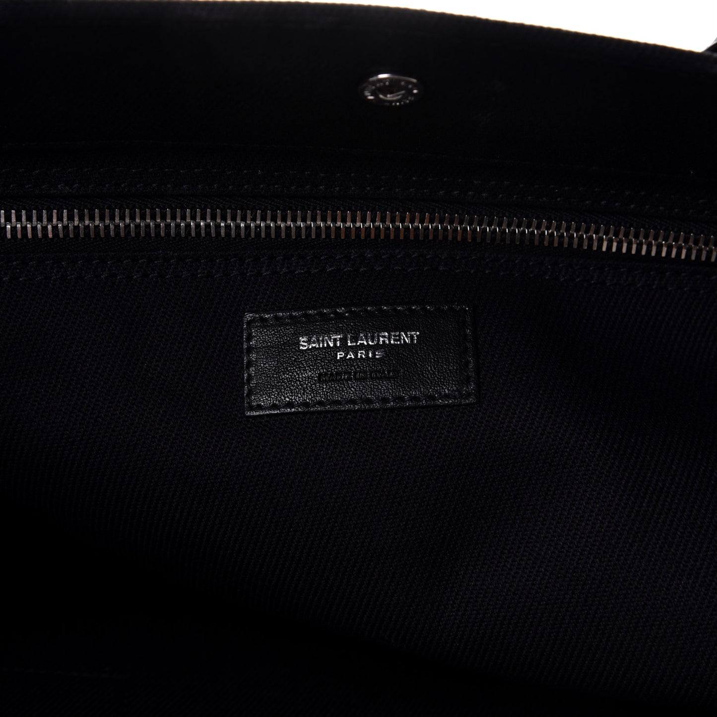 Linen Calfskin Rive Gauche North South Tote Black