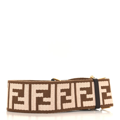 Fendi Ribbon Vitello Century FF 1974 Embroidered Adjustable Strap You Fango Rosa Confetto Chocolate 2 of 5