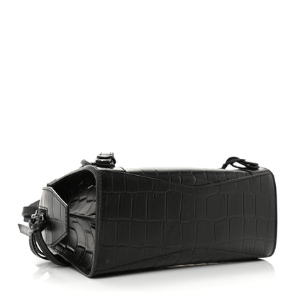 Balenciaga Semi Shiny Calfskin Crocodile Embossed Neo Classic Black Hardware Mini City Black 4 of 13