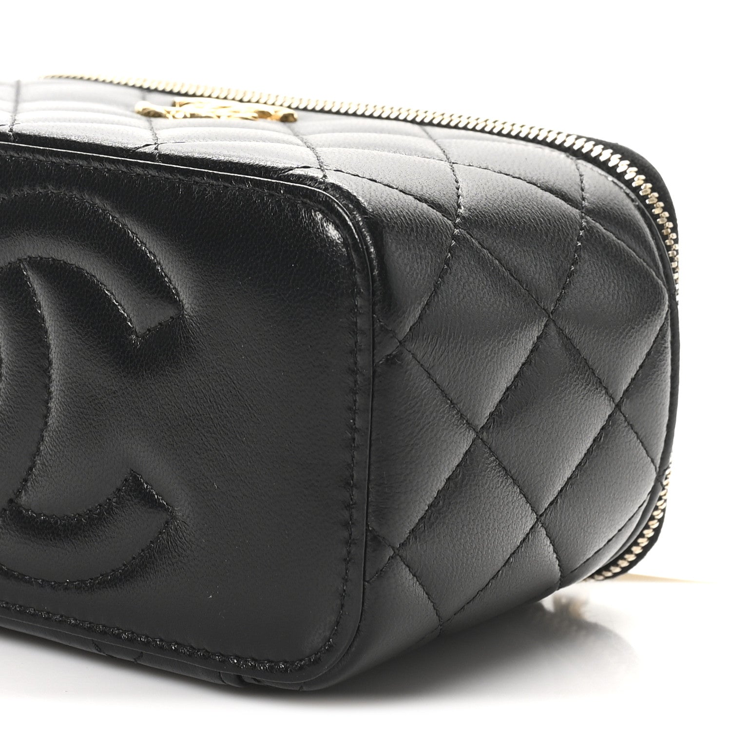 Chanel Lambskin Quilted Small CC Dynasty Vanity Case With Chain Black 11 of 12