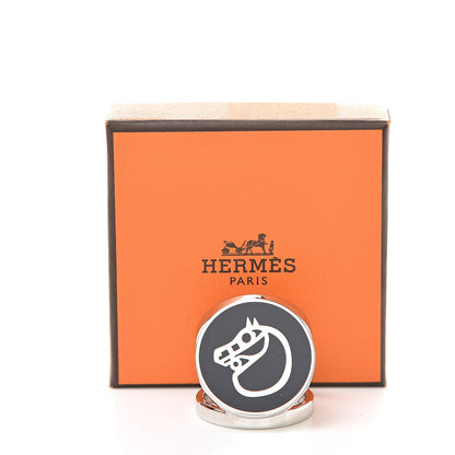 Hermes Lacquered Palladium Silver Plated Horse Scarf Ring 6 of 6