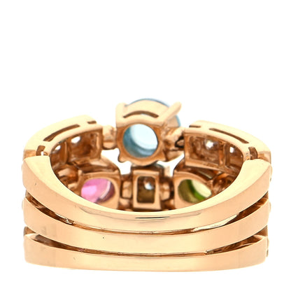 Bulgari 18K Yellow Gold Diamond Multi-Gemstone Allegra Three Band Ring 53 6.5 3 of 5