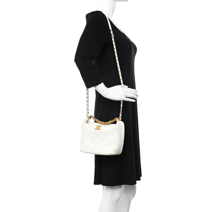 Chanel Lambskin Quilted CC Crystal Signature Chain Hobo White 2 of 15