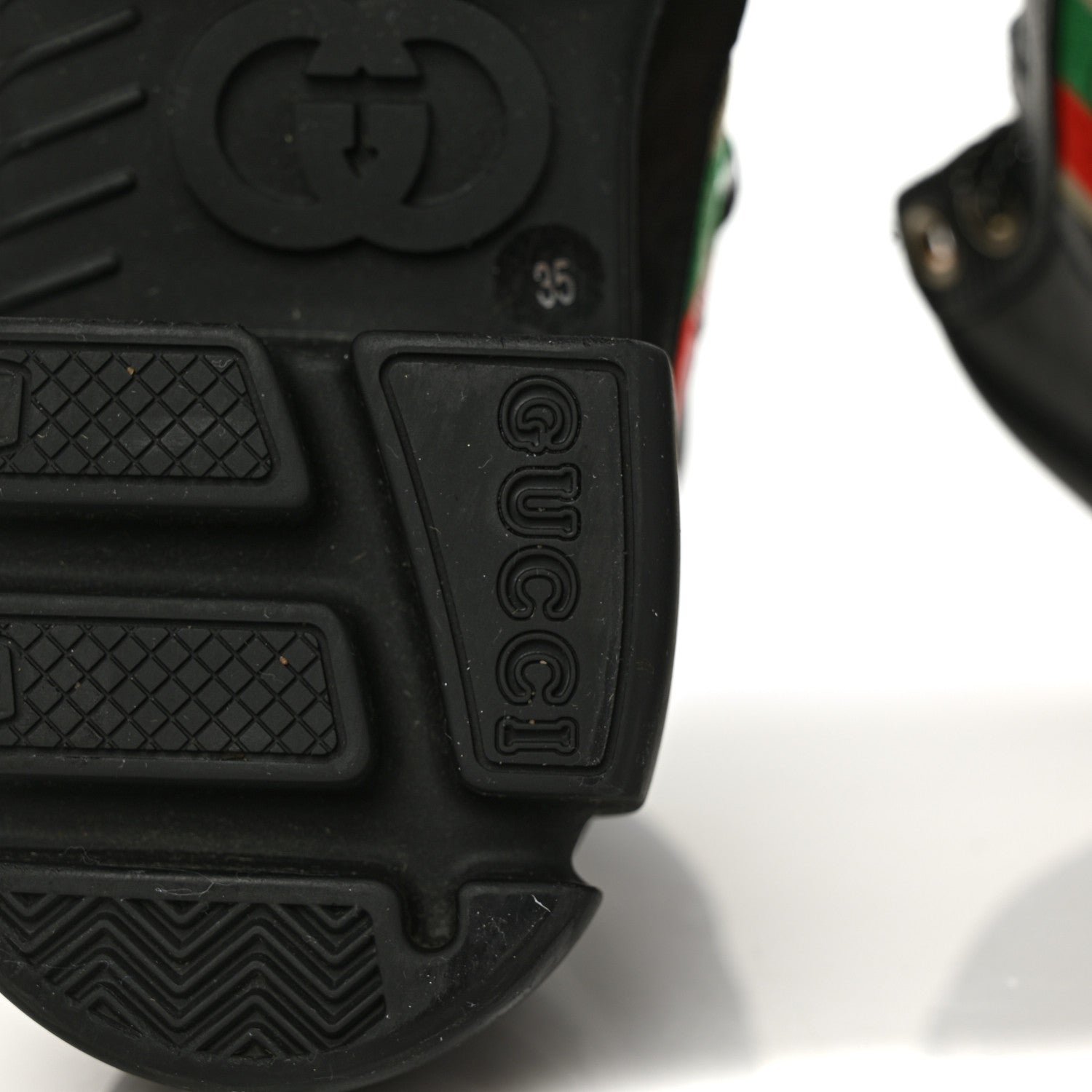 Gucci Quebec Calfskin Web Womens Interlocking G Lace Up Combat Boots 35 Black Mystic White Green Red 7 of 10