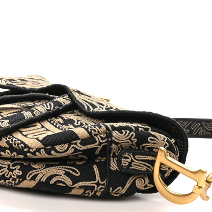 Christian Dior Canvas Embroidered Ornamental Cornely Saddle Bag Black Beige 10 of 10