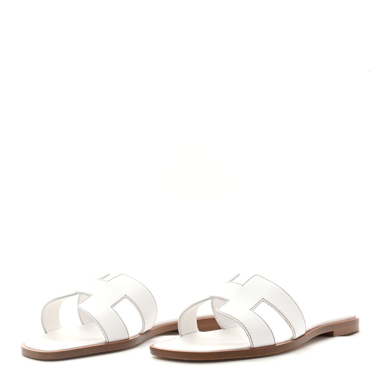Hermes Box Calfskin Oran Sandals 37 White 3 of 8