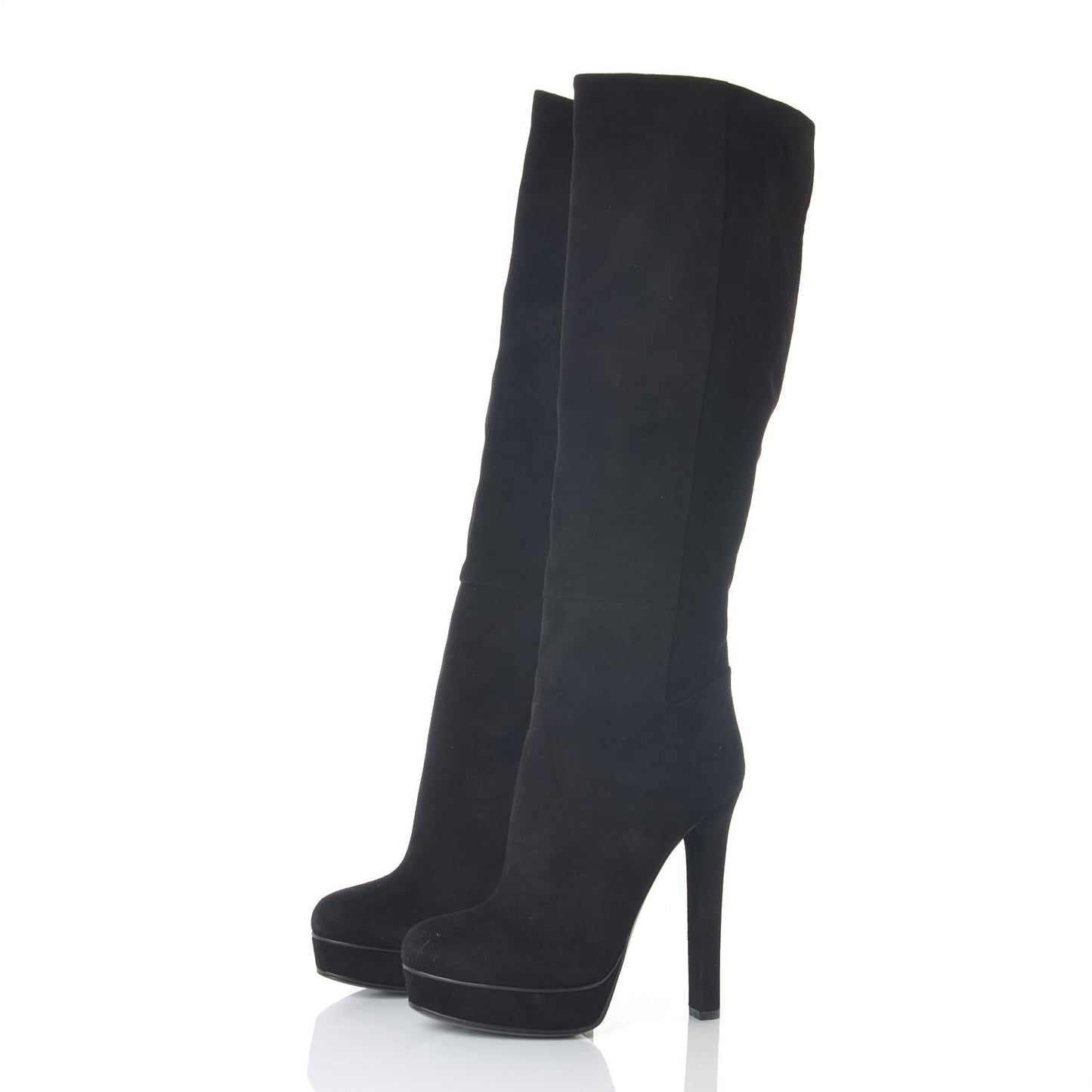 Suede Knee High Alexa Platform Boots 37.5 Black
