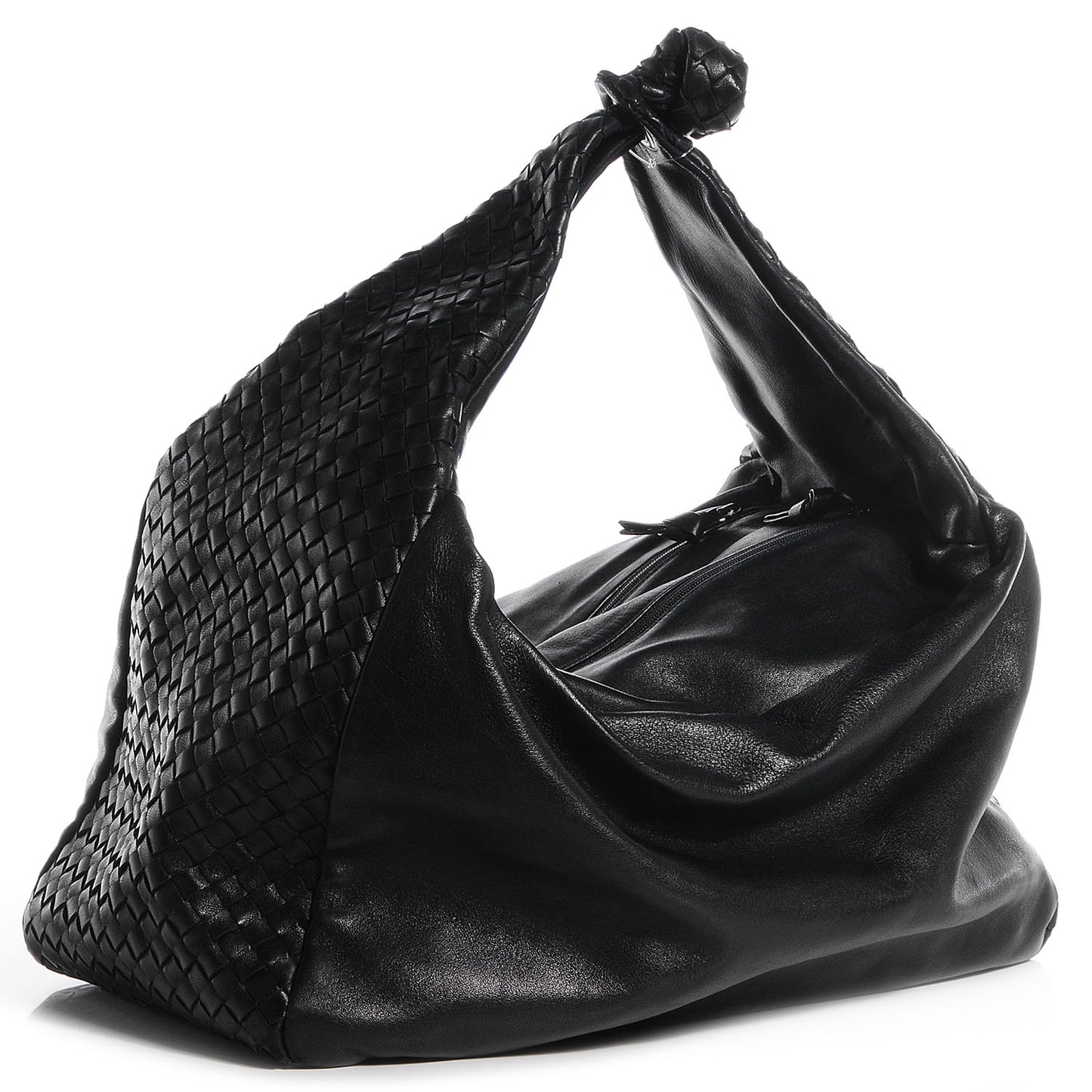 Nappa Intrecciato Large Knot Hobo Nero Black