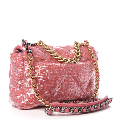 Chanel Sequin Quilted Medium 19 Flap Coral 3 of 10