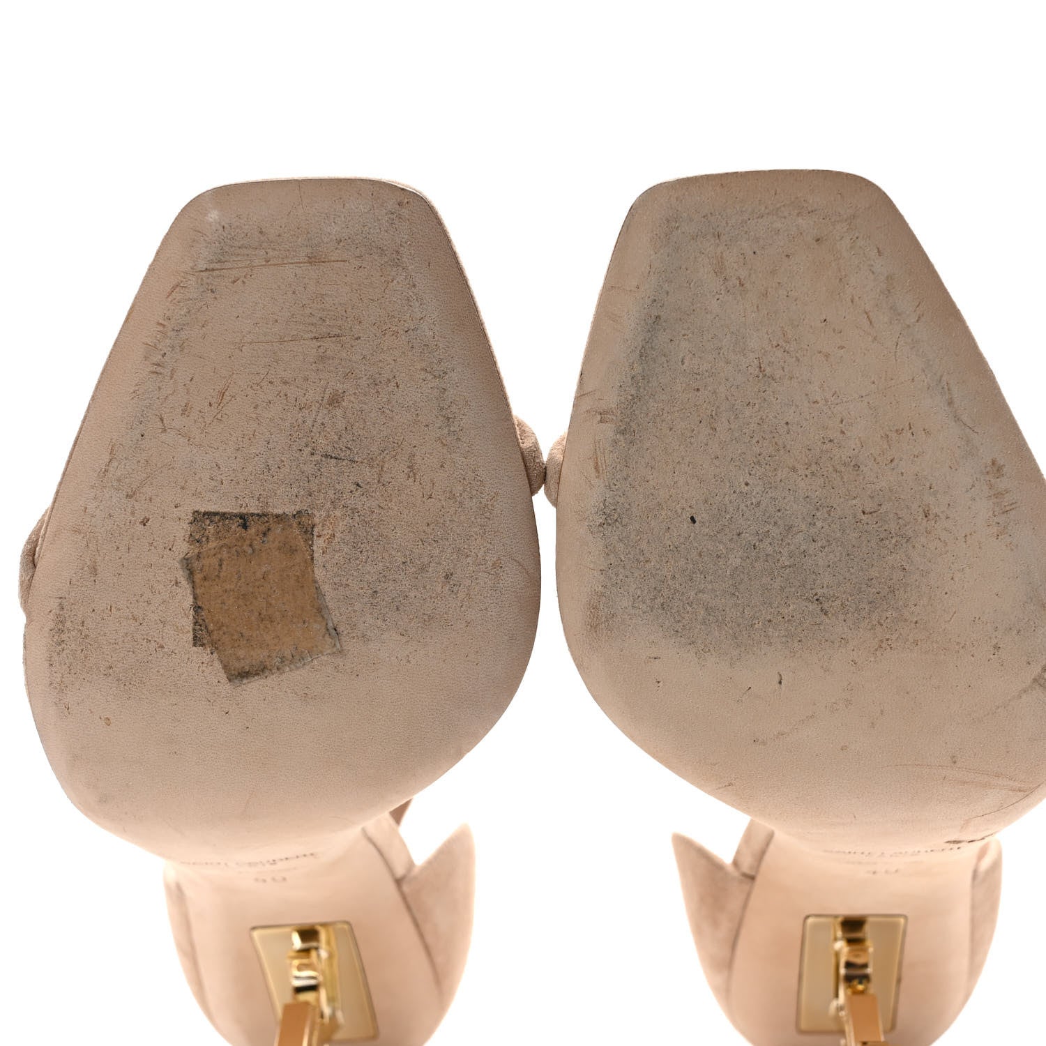 Saint Laurent Suede Calfskin Opyum 110 Sandals 40 Cachemere Pale Gold 7 of 10