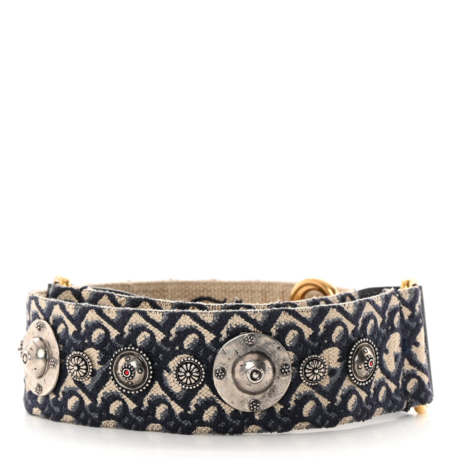 Christian Dior Oblique Studded Shoulder Strap Blue 2 of 5