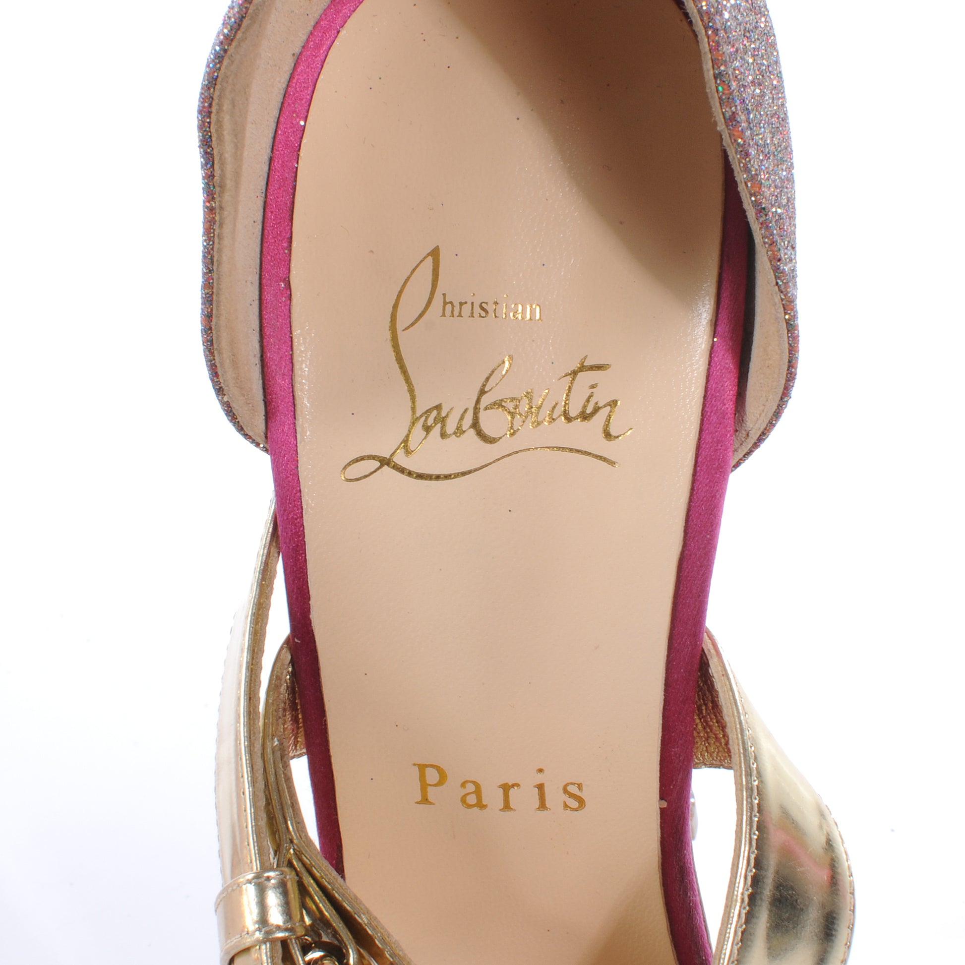 Christian Louboutin Satin Metallic Glitter Ambertina 150 Heels 40 5 of 6