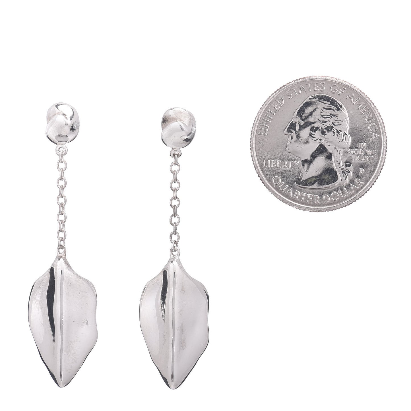 Sterling Silver Elsa Peretti Nature Leaf Drop Earrings