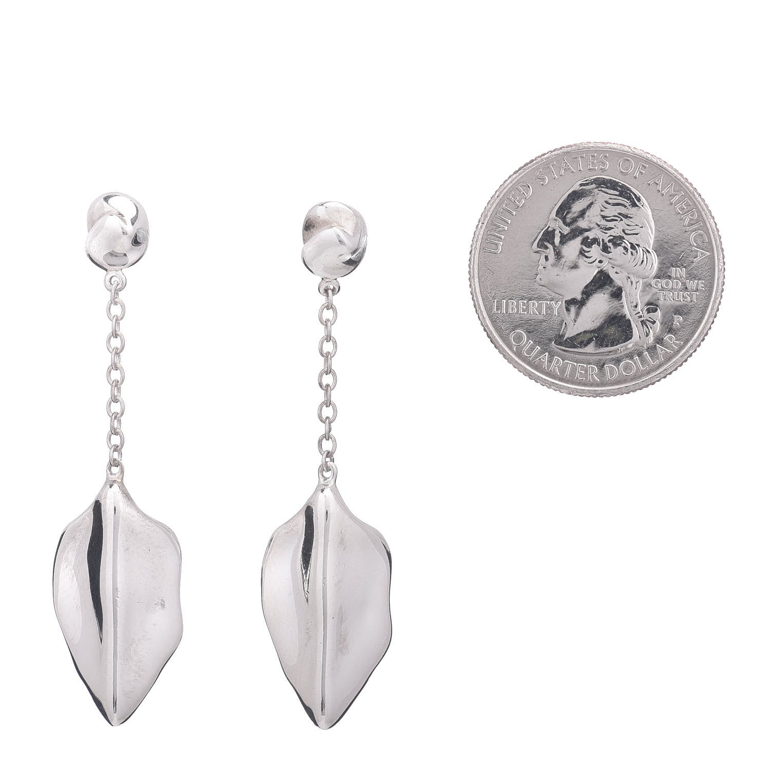 Tiffany Sterling Silver Elsa Peretti Nature Leaf Drop Earrings 2 of 4