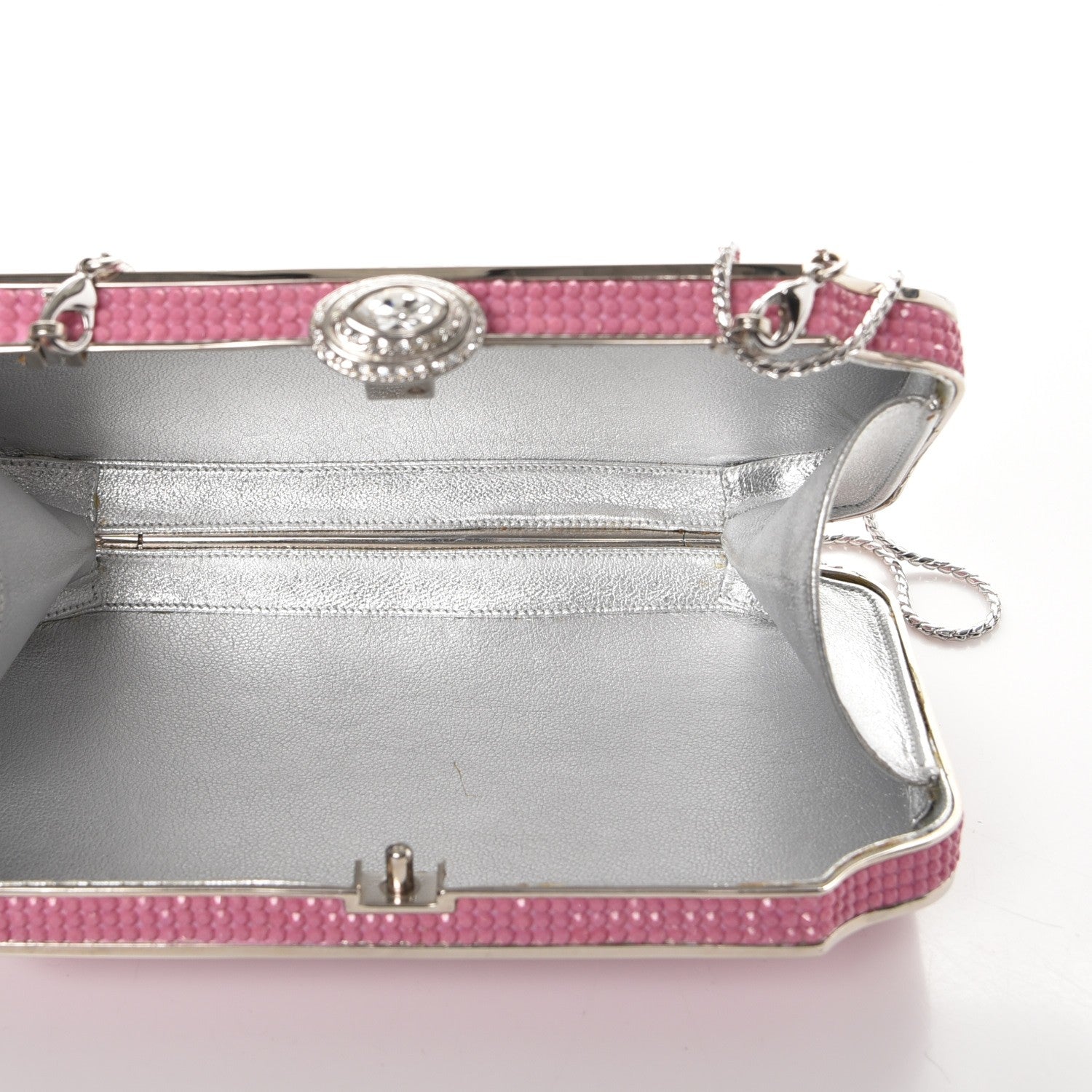 Judith Leiber Swarovski Crystal Minaudiere Clutch Pink 7 of 11