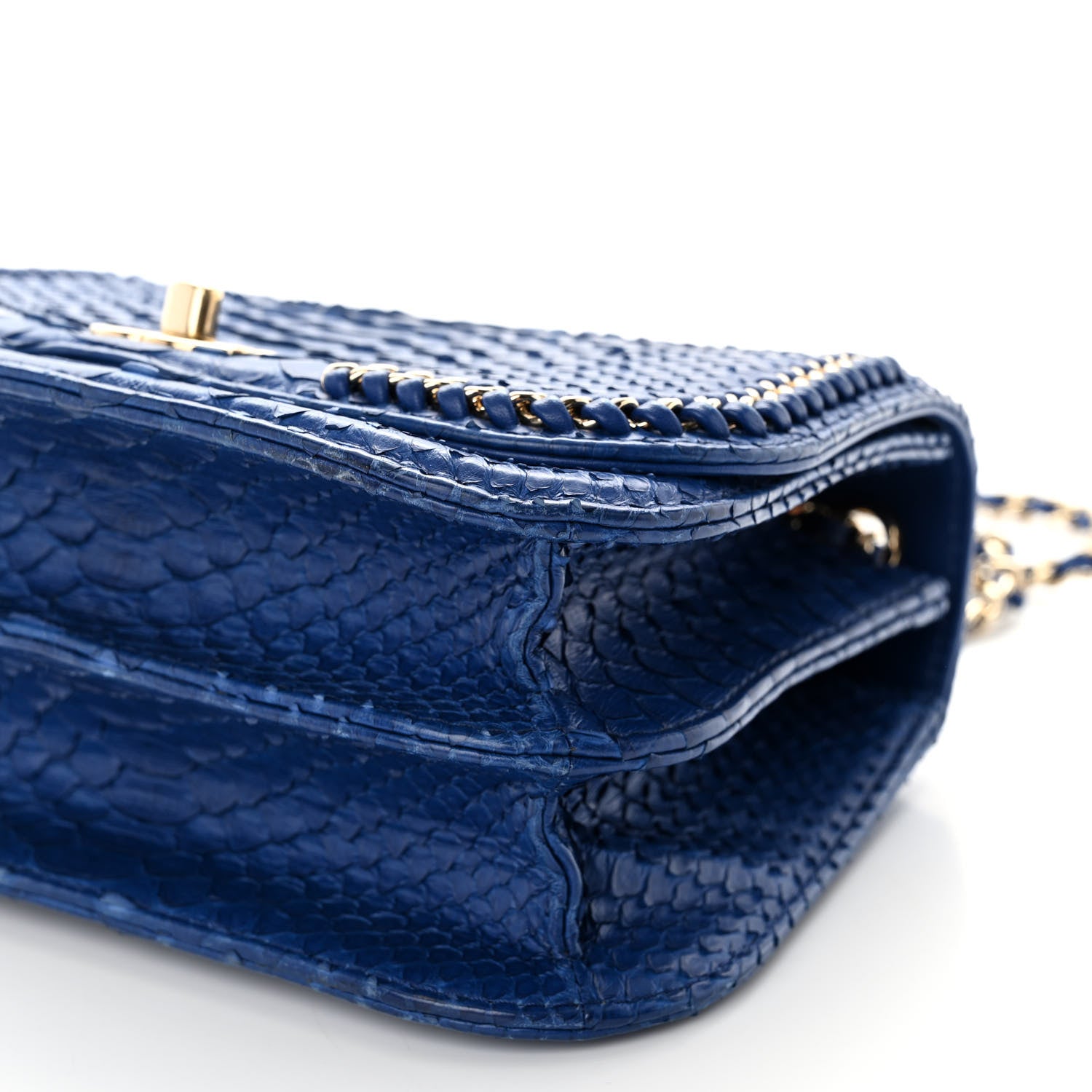 Chanel Snakeskin Small Braided Chic Flap Blue 10 of 19