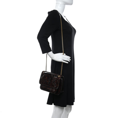 Saint Laurent Patent Monogram Baby Niki Chain Satchel Tortoiseshell 2 of 11