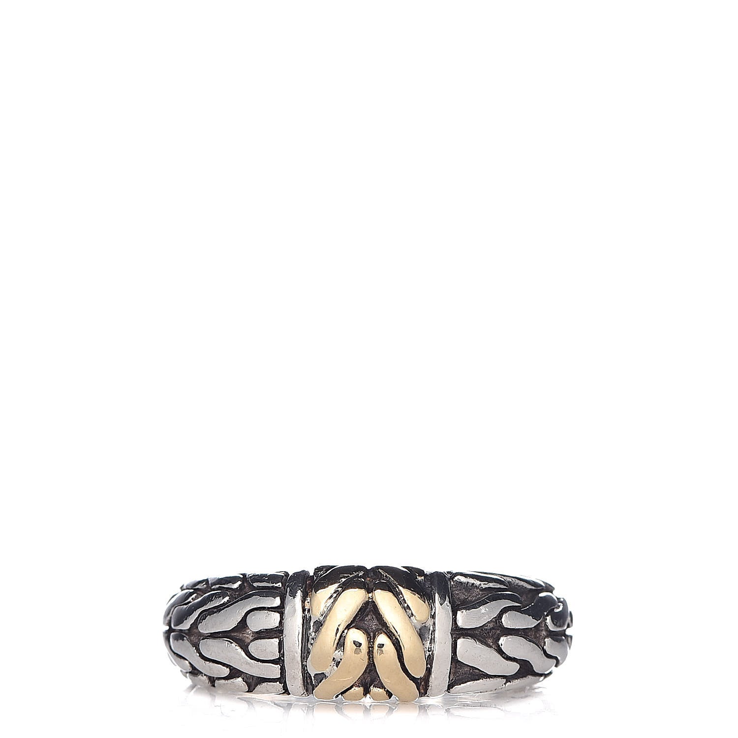 John Hardy Sterling Silver 18K Yellow Gold Classic Chain Ring 51 5.75 1 of 6
