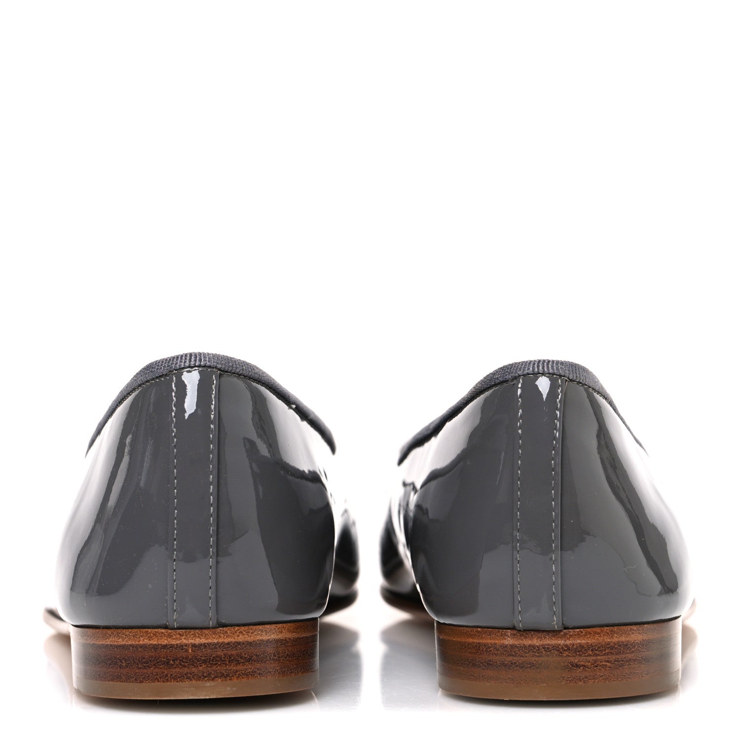 Chanel Patent Calfskin CC Cap Toe Ballerina Flats 39.5 Dark Grey 6 of 11
