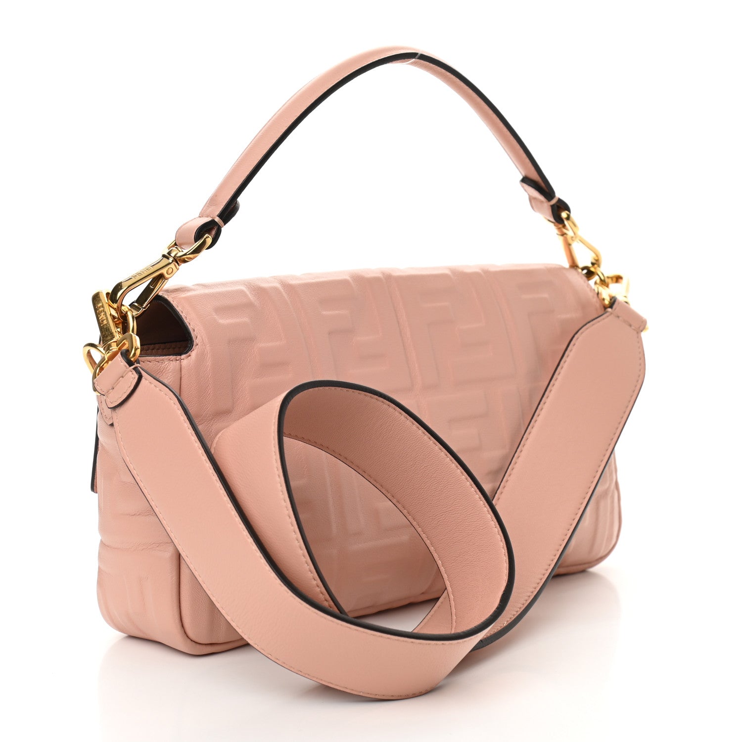 Fendi Nappa FF 1974 Embossed Baguette Rosa Bourbon 3 of 10
