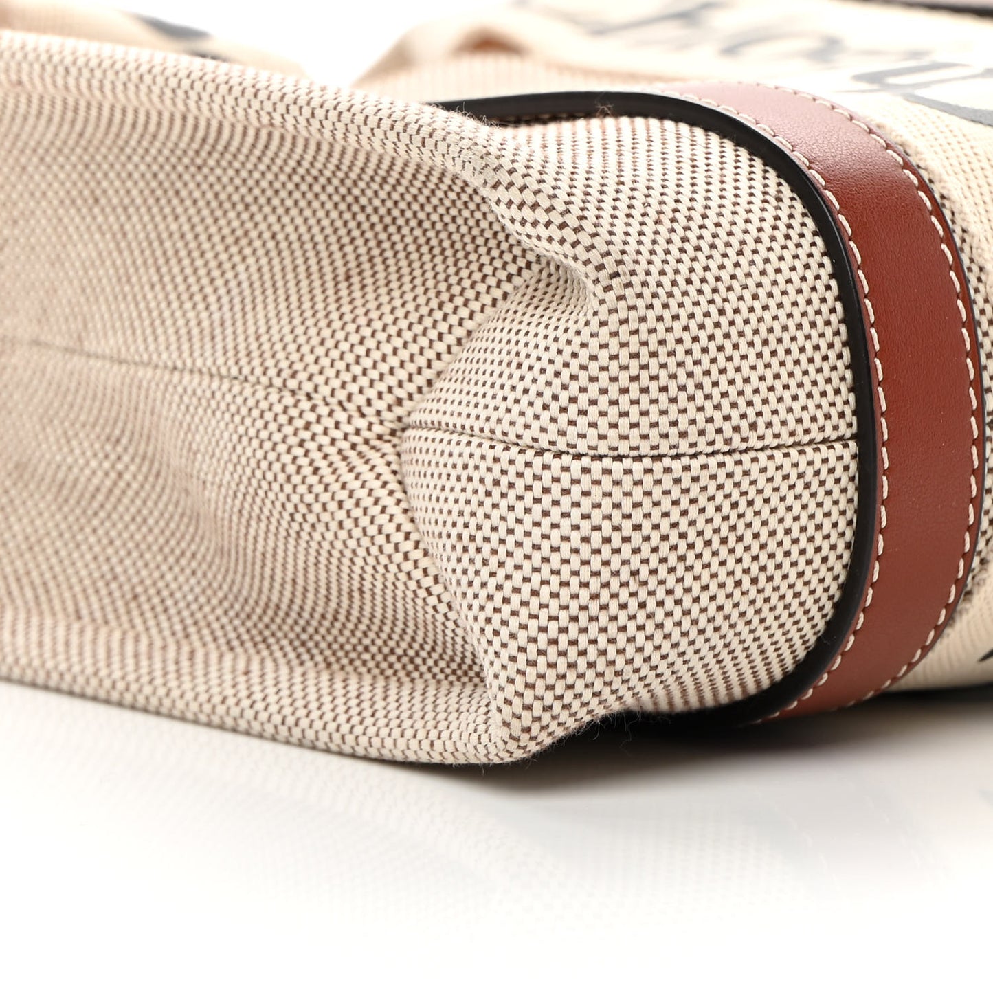 Cotton Calfskin Small Woody Ribbon Tote White Brown