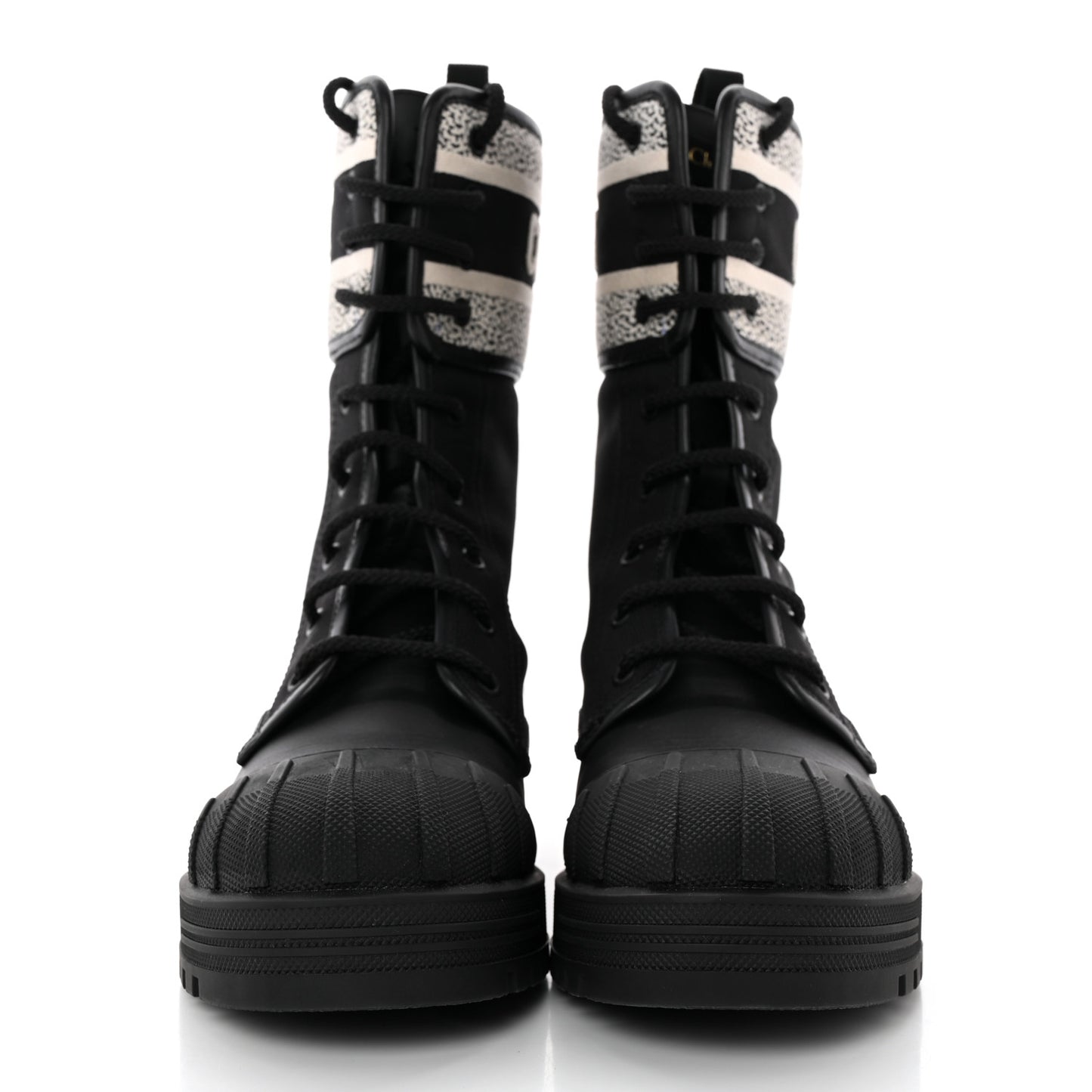 Calfskin Technical Fabric D-Major Ankle Boots 38 Black White