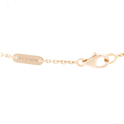 Van Cleef & Arpels 18K Rose Gold Diamond Pink Porcelain Vintage Alhambra Pendant Necklace 3 of 5