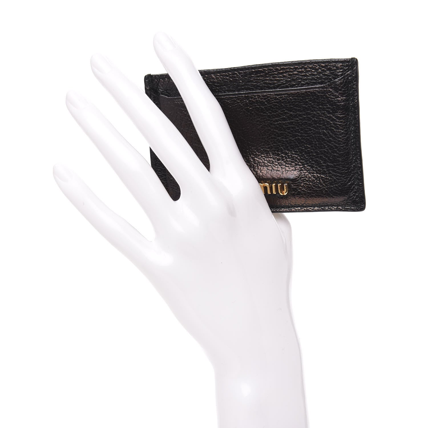 Miu Miu Goatskin Madras Card Case Black 2 of 8