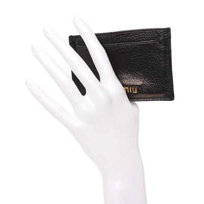 Miu Miu Goatskin Madras Card Case Black 2 of 8