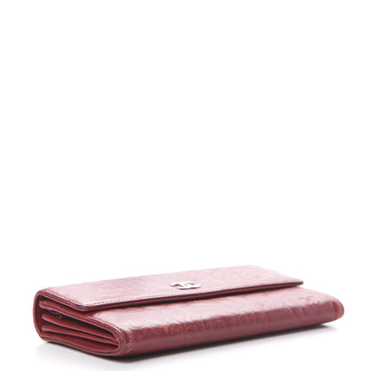 Chanel Lambskin Camellia Embossed Flap Wallet Red 3 of 17