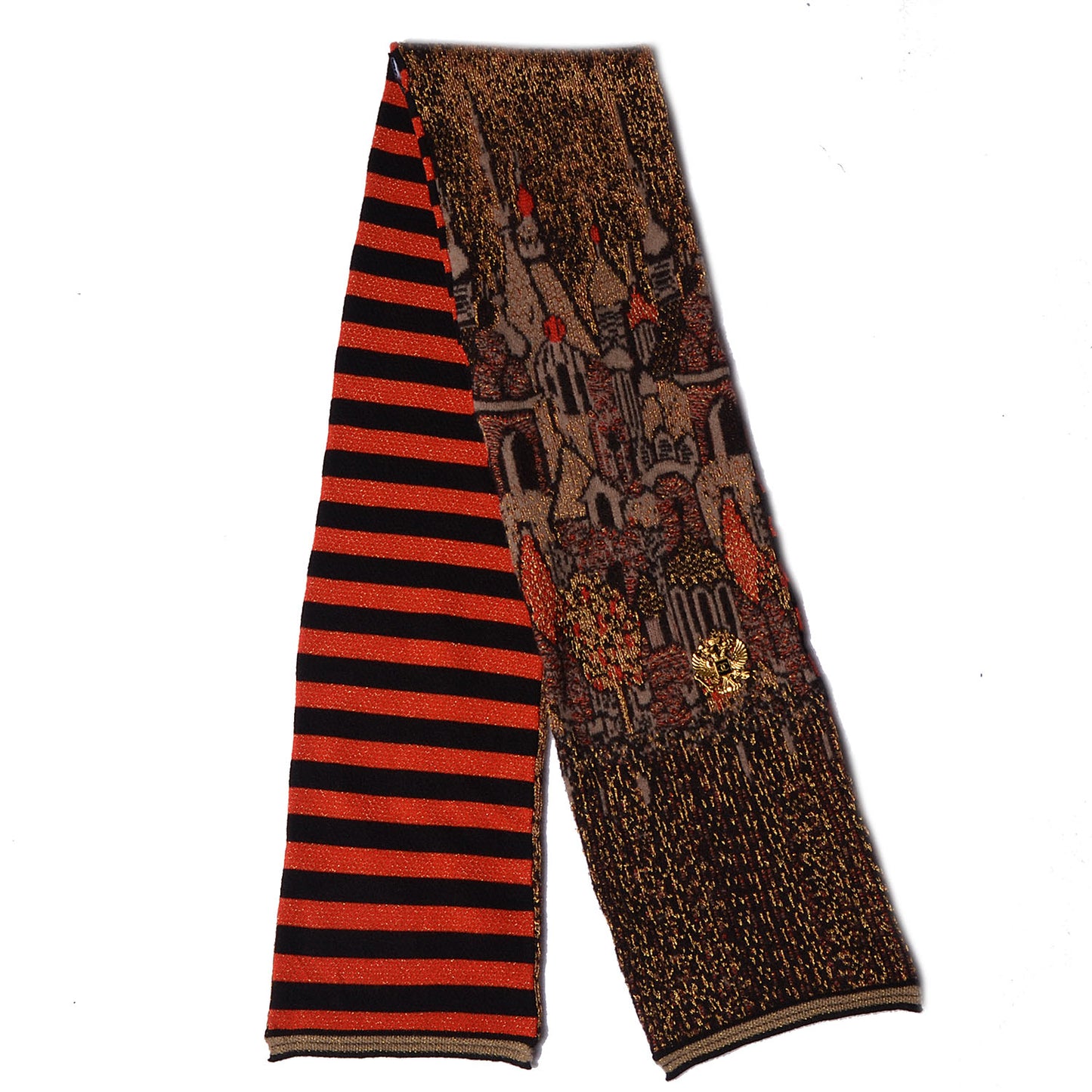 Wool Cashmere Paris Moscow Long Scarf Red Black