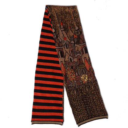 Chanel Wool Cashmere Paris Moscow Long Scarf Red Black 3 of 4