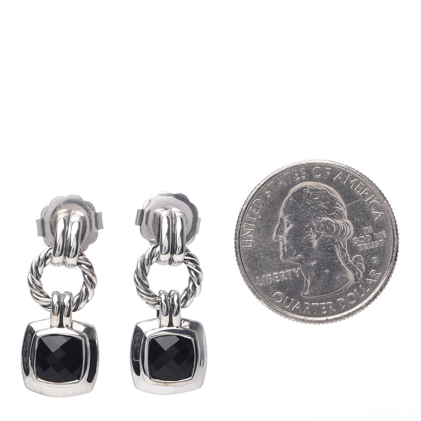 Sterling Silver Black Onyx 7mm Renaissance Drop Earrings