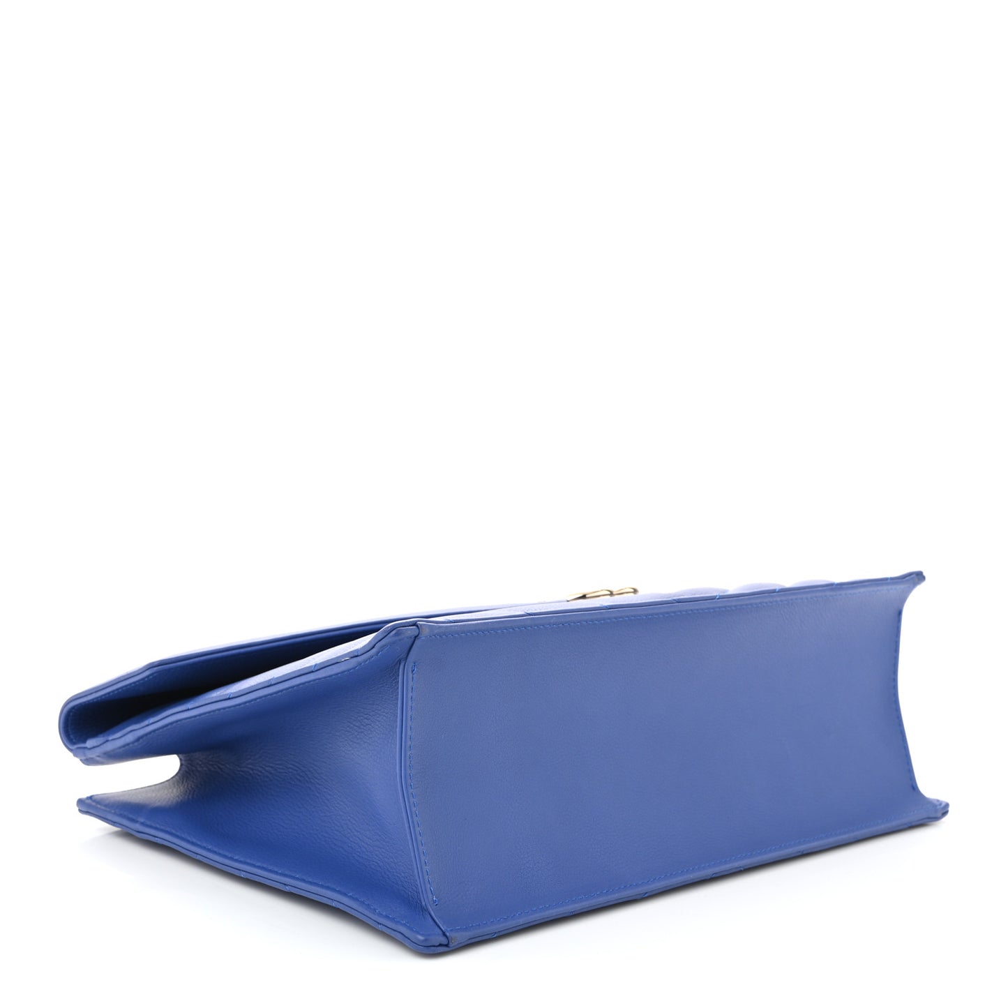 Calfskin Chevron Envelope Flap Tote Blue