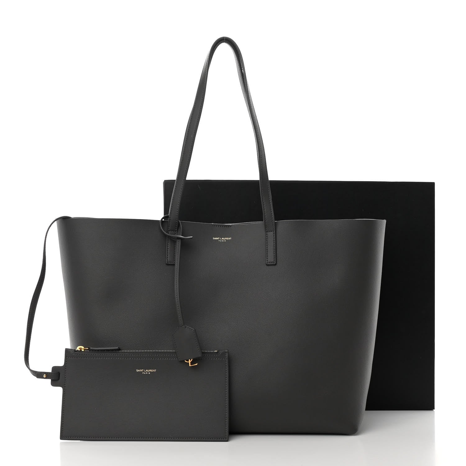 Saint Laurent Calfskin Large Shopping Tote Storm 14 of 14