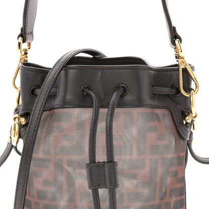 Fendi Mesh Vitello Grace F is Fendi FF 1974 Mini Mon Tresor Bucket Bag Marrone Black Ebano 8 of 12