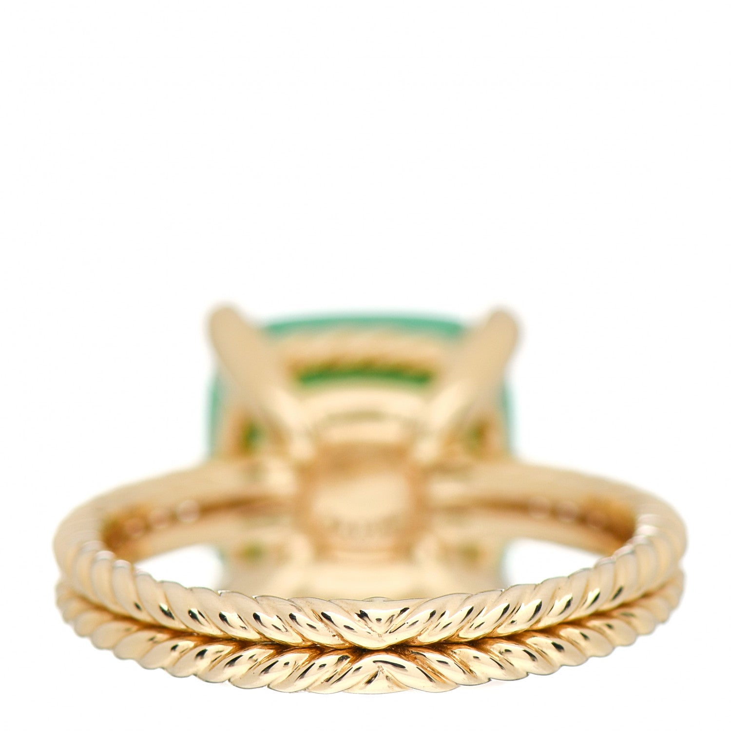 David Yurman 18K Yellow Gold Diamond Chrysoprase 11mm Chatelaine Ring 52 6 4 of 5