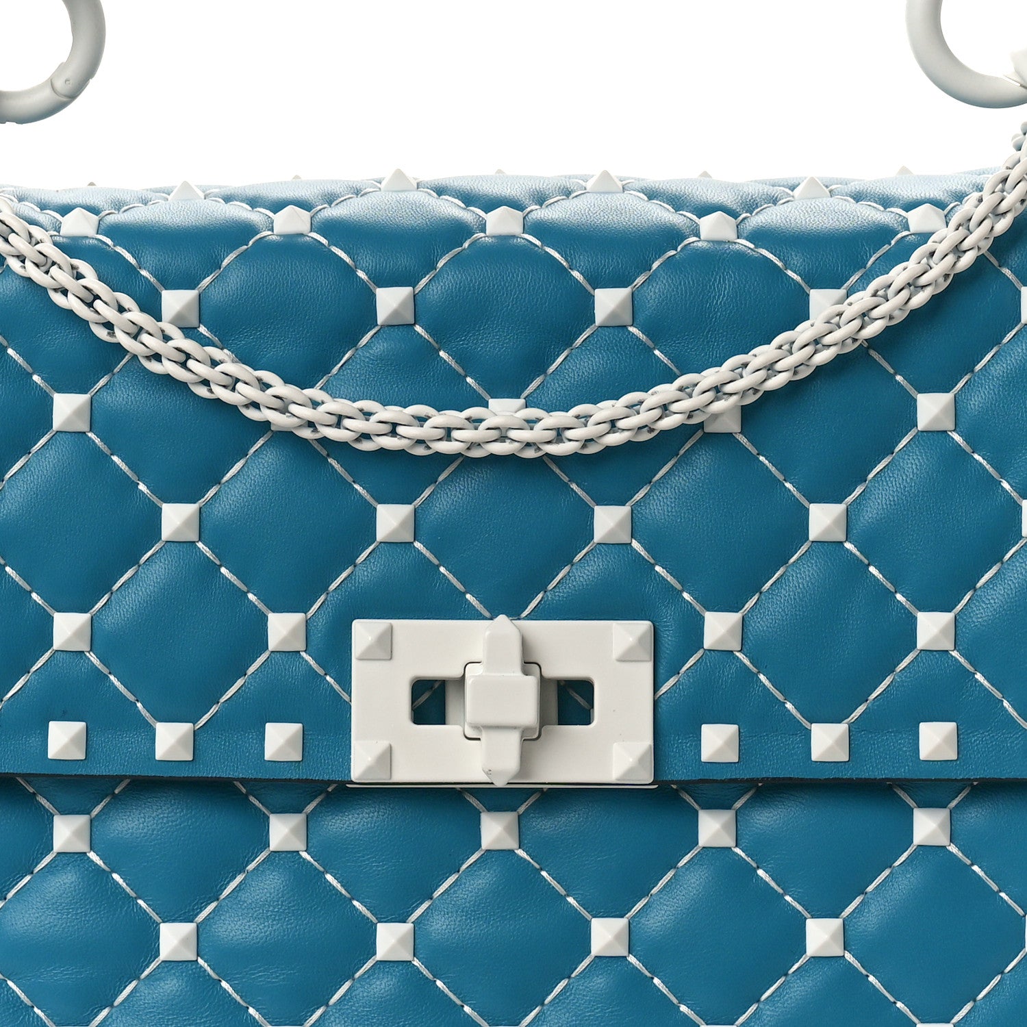 Valentino Garavani Lambskin Medium Free Rockstud Spike Shoulder Bag Cerulean 7 of 9