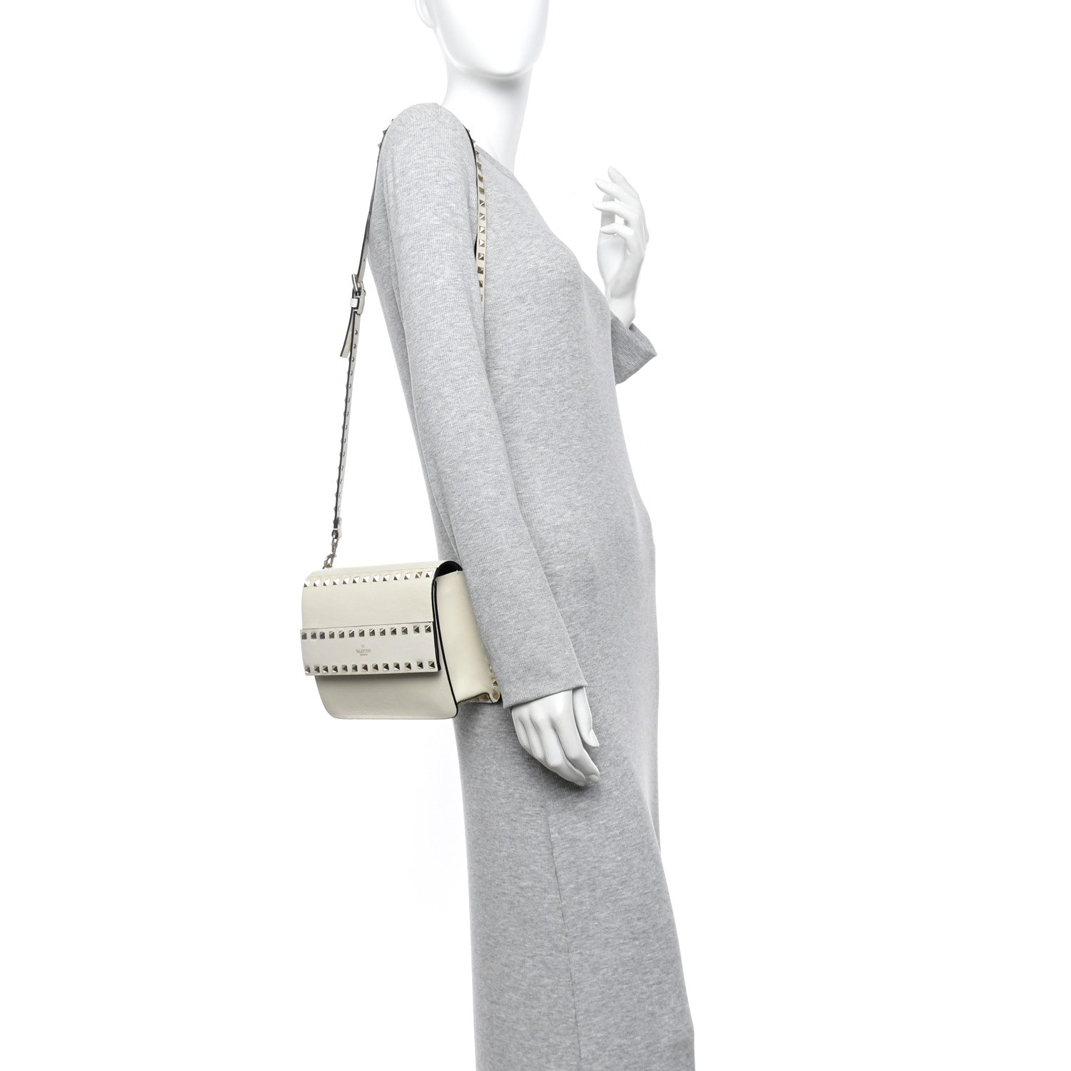 Valentino Garavani Vitello Small Rockstud Flap Crossbody Bag Light Ivory 2 of 11
