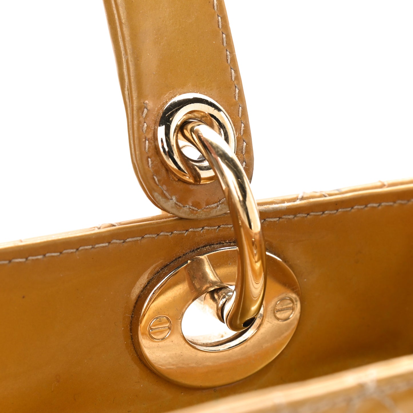 Patent Cannage Stitched Medium Lady Dior Dark Beige