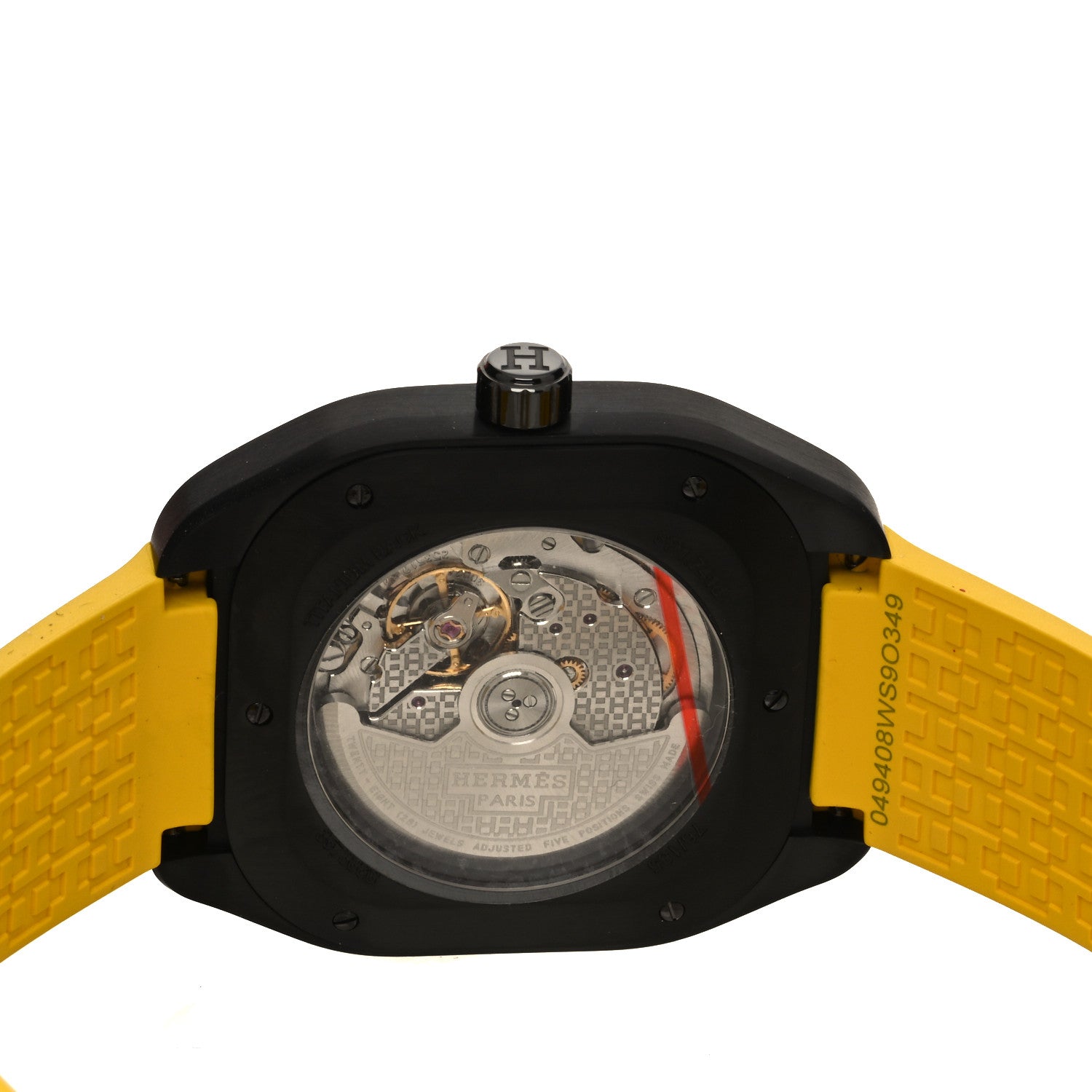 Hermes Titanium Rubber 39mm H08 Special Edition Madison Automatic Watch Yellow 4 of 5