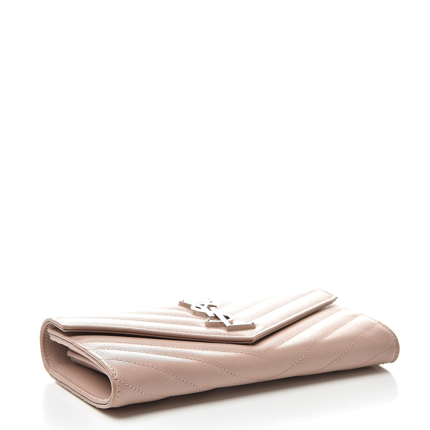 Saint Laurent Grain De Poudre Matelasse Chevron Monogram Wallet Pale Pink 4 of 8