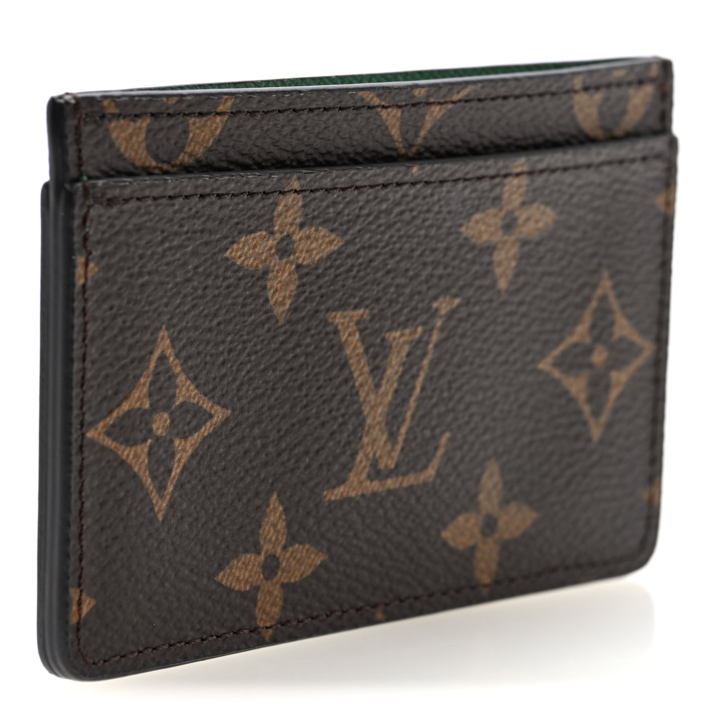 Monogram Calfskin Simple Card Holder Blue Green