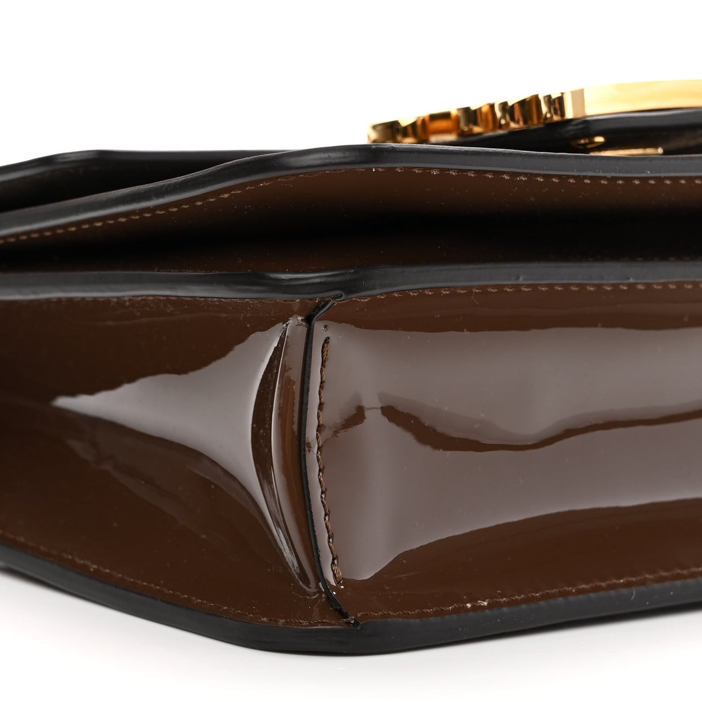 Vitello Vernice Mou Karligraphy Crossbody Bag Ebano