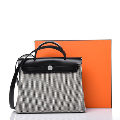 Hermes Vache Hunter Criss Viking Herbag Zip Retourne 31 PM Ecru Black 15 of 15