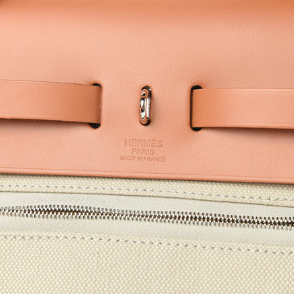 Hermes Military Toile Vache Hunter Herbag Zip Retourne 31 PM Beton Naturel 7 of 12