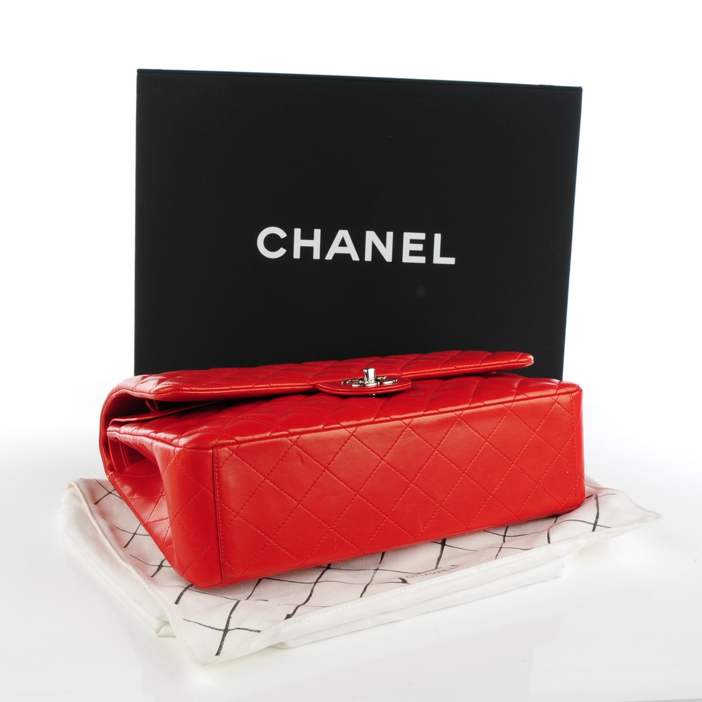 Lambskin Quilted Maxi Double Flap Red