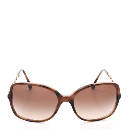 Chanel Acetate Metal Lambskin Chain Square Sunglasses 5210-Q Brown 2 of 8