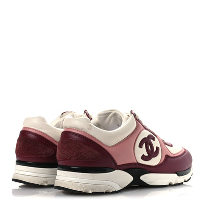 Chanel Calfskin CC Sneakers 38.5 Light Burgundy White Pink 5 of 14