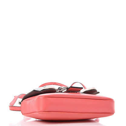 Fendi Nappa Rabbit Fox Fur Micro Buggie Baguette Coral 4 of 9